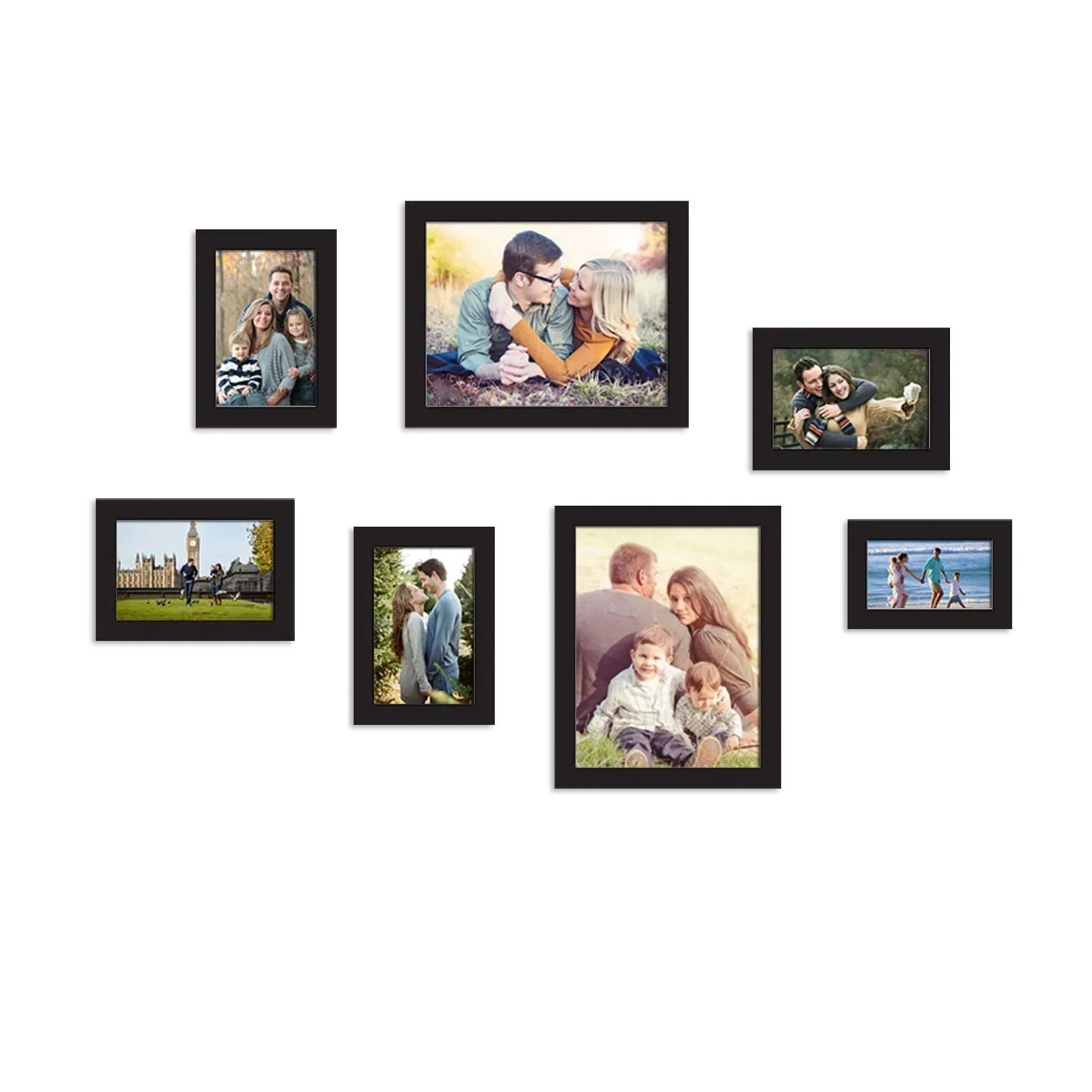 Art Street Synthetic Wood Wall Photo Frame (1 unit: 4 x 6 inch, 4 units: 5 x 7 inch, 2 units: 8 x 10 inch, Black)