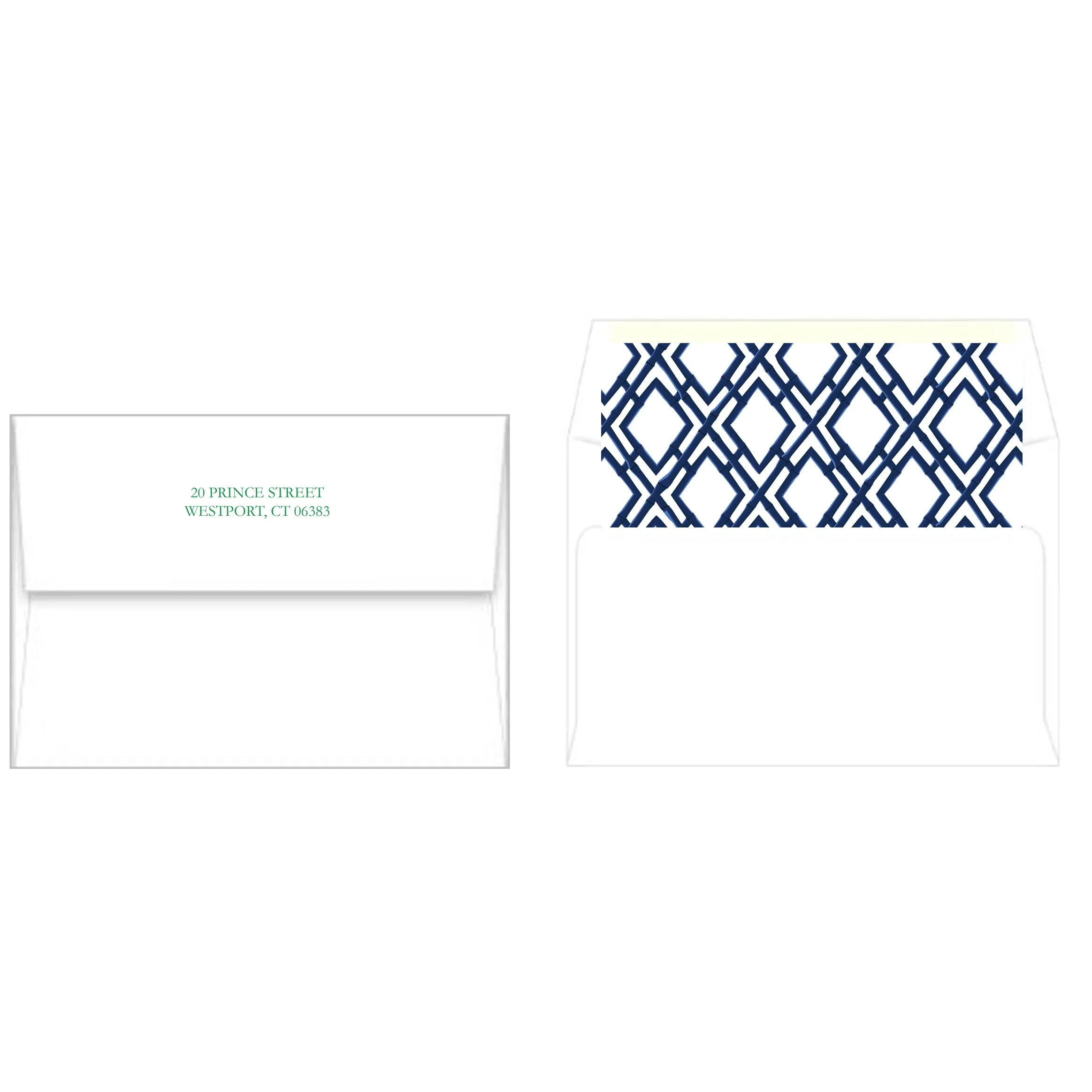 Bamboo Trellis Vertical Holiday Photo Card | Navy Blue