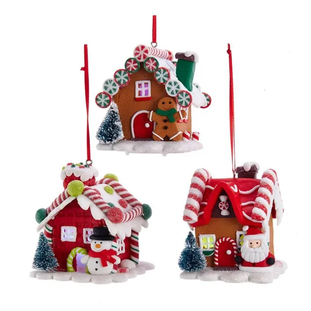 Battery-Operated LED Gingerbread House Ornaments, 3 Assorted