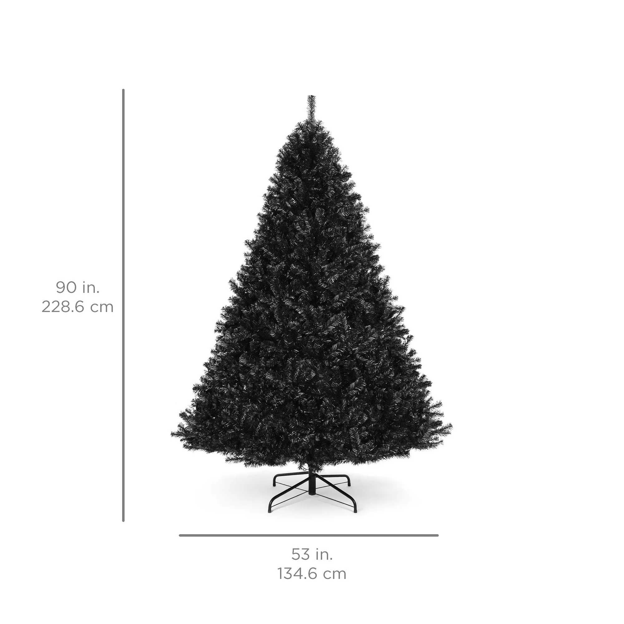 Black Artificial Christmas Tree w/ Easy Assembly, Foldable Metal Stand