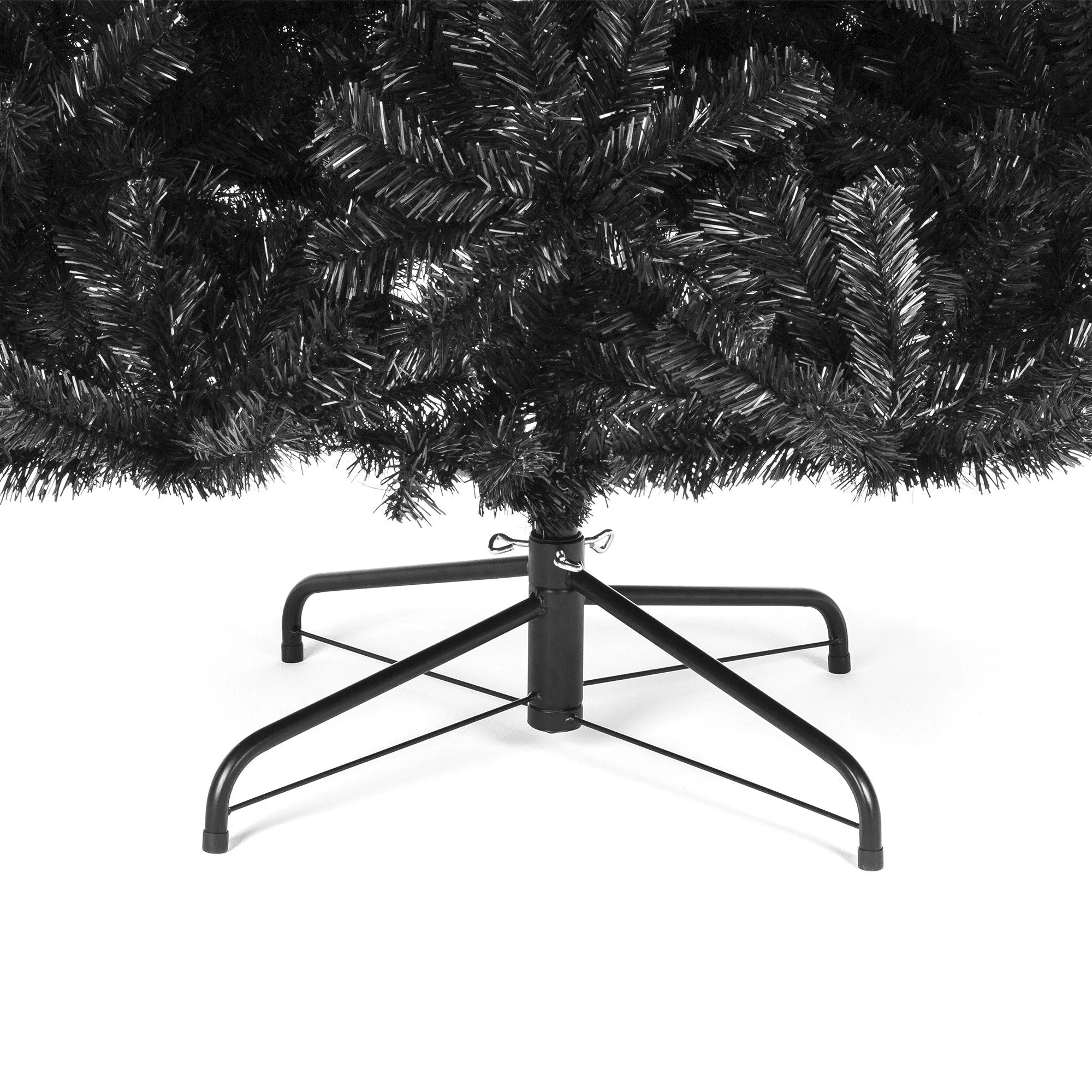 Black Artificial Christmas Tree w/ Easy Assembly, Foldable Metal Stand