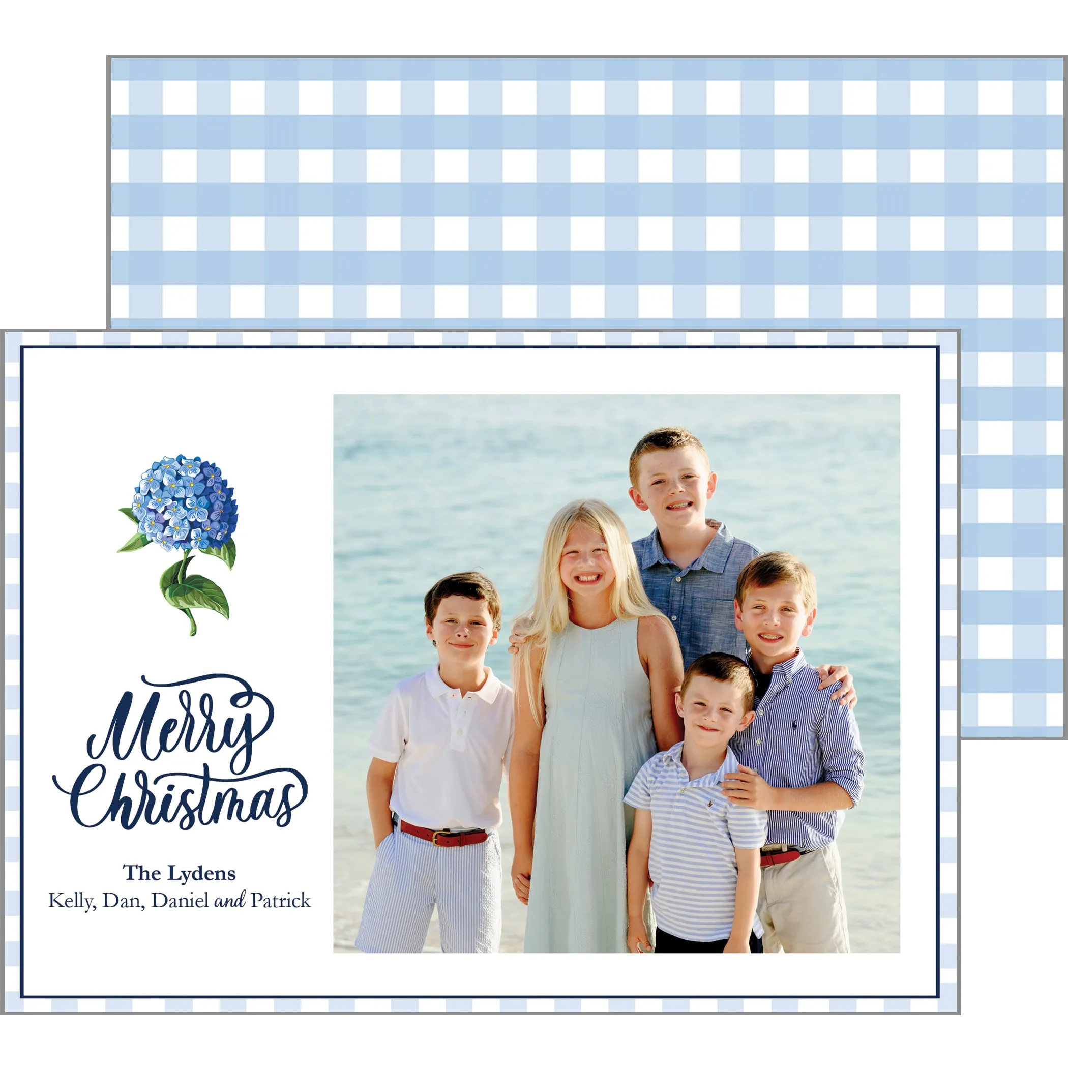 Blue Hydrangea Holiday Photo Card