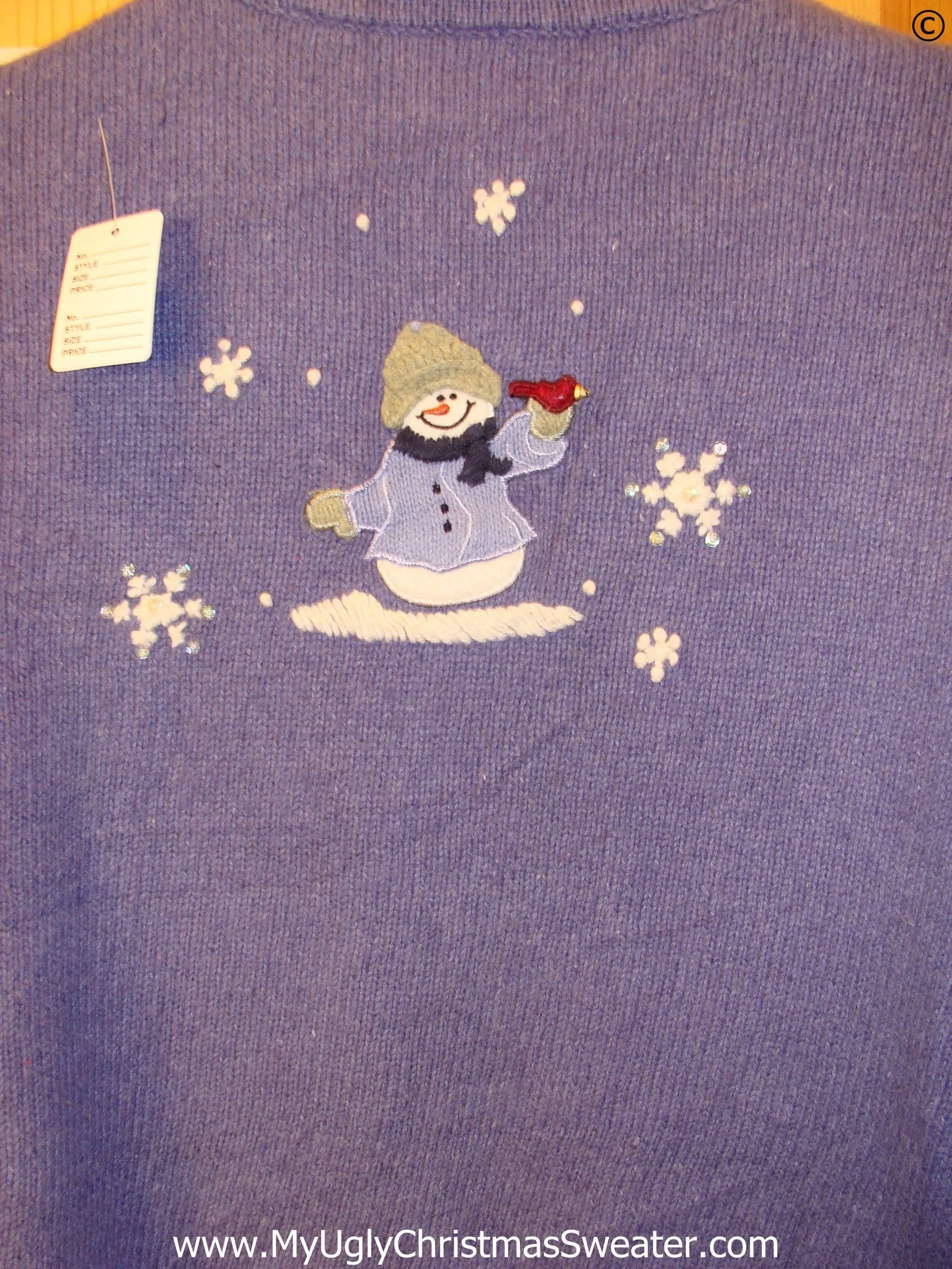 Blue Two Sided Snowman Themed Cheap Christmas Sweater