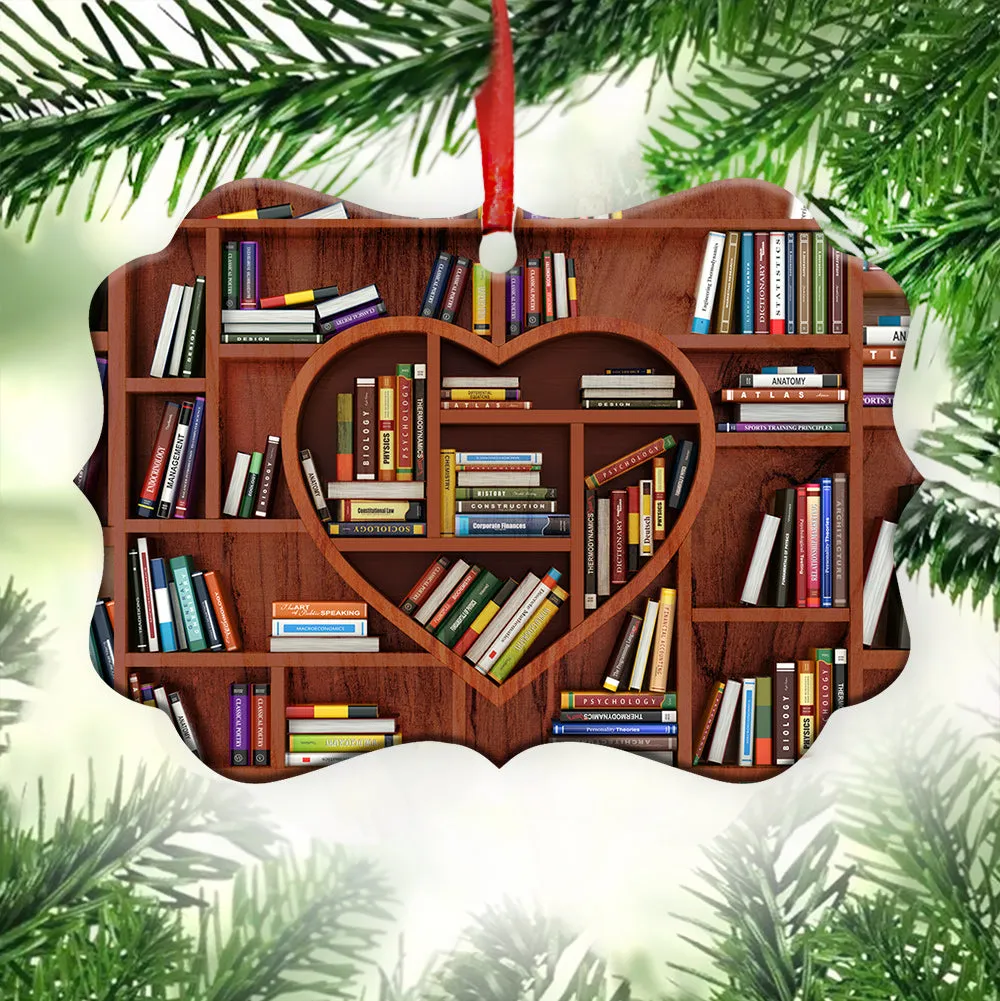 Book Heart Book Shelf Ornament - Christmas Ornament - Ciaocustom