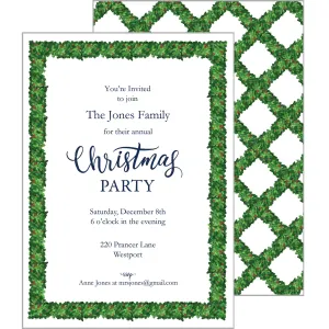 Boxwood Lattice Christmas Party Invitation