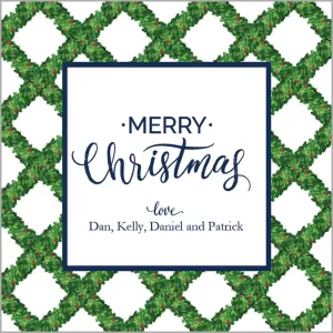 Boxwood Lattice Personalized Christmas Gift Stickers | Set of 24