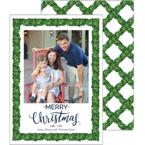 Boxwood Lattice Vertical Holiday Photo Card