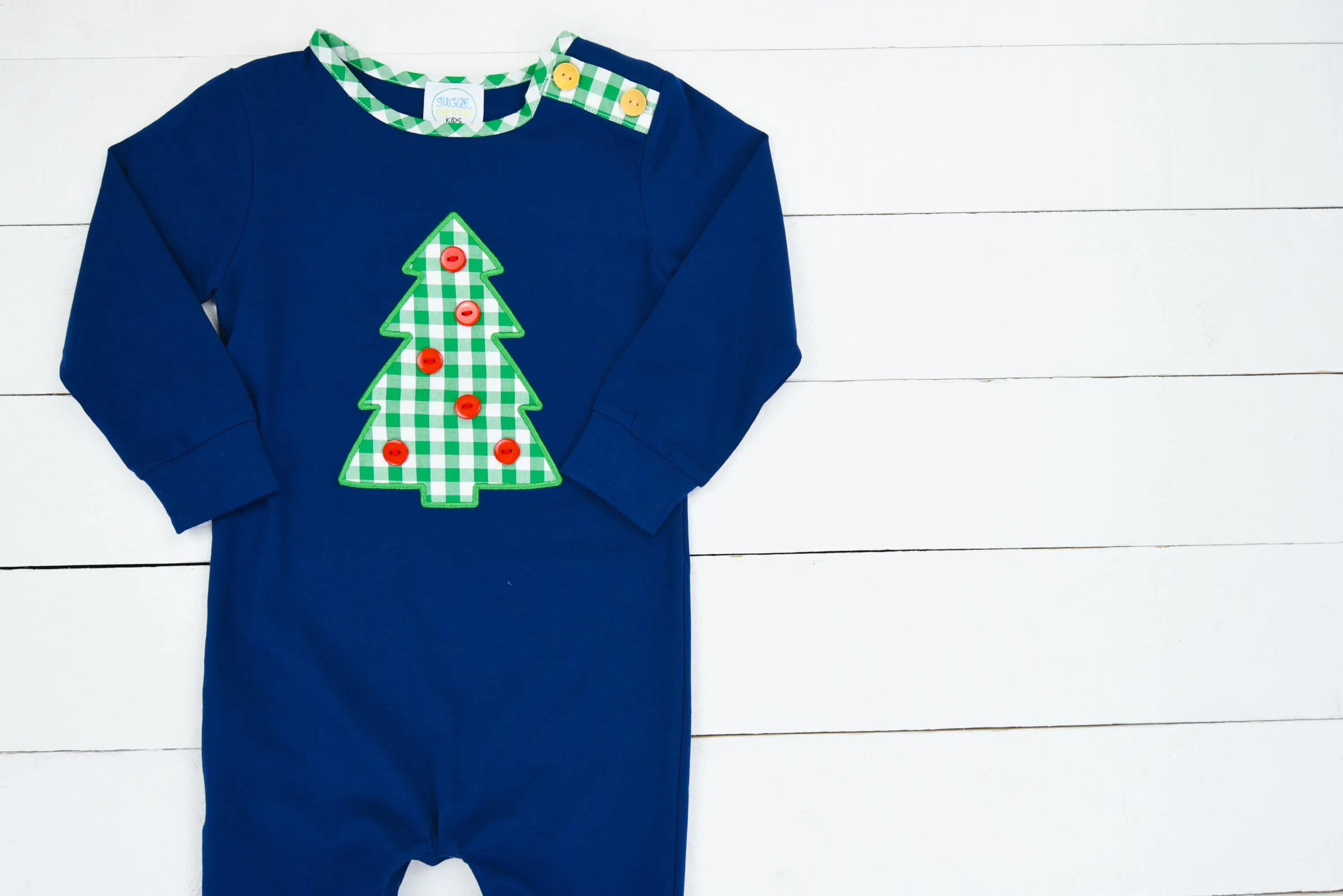 Boys Christmas Tree Applique Romper