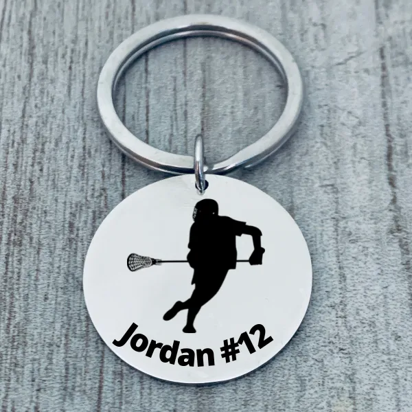 Boys Personalized Engraved Lacrosse Keychain