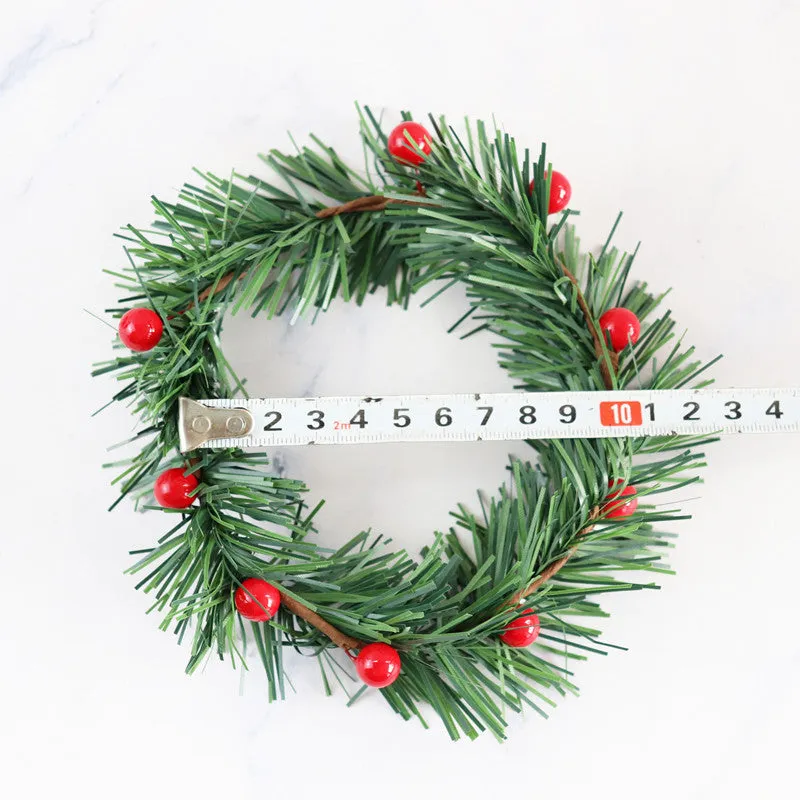 Bulk Artificial Pine Tabletop Candlestick Wreath with 10 Berries Candle Holder Rings Mini Christmas Centerpiece Wholesale