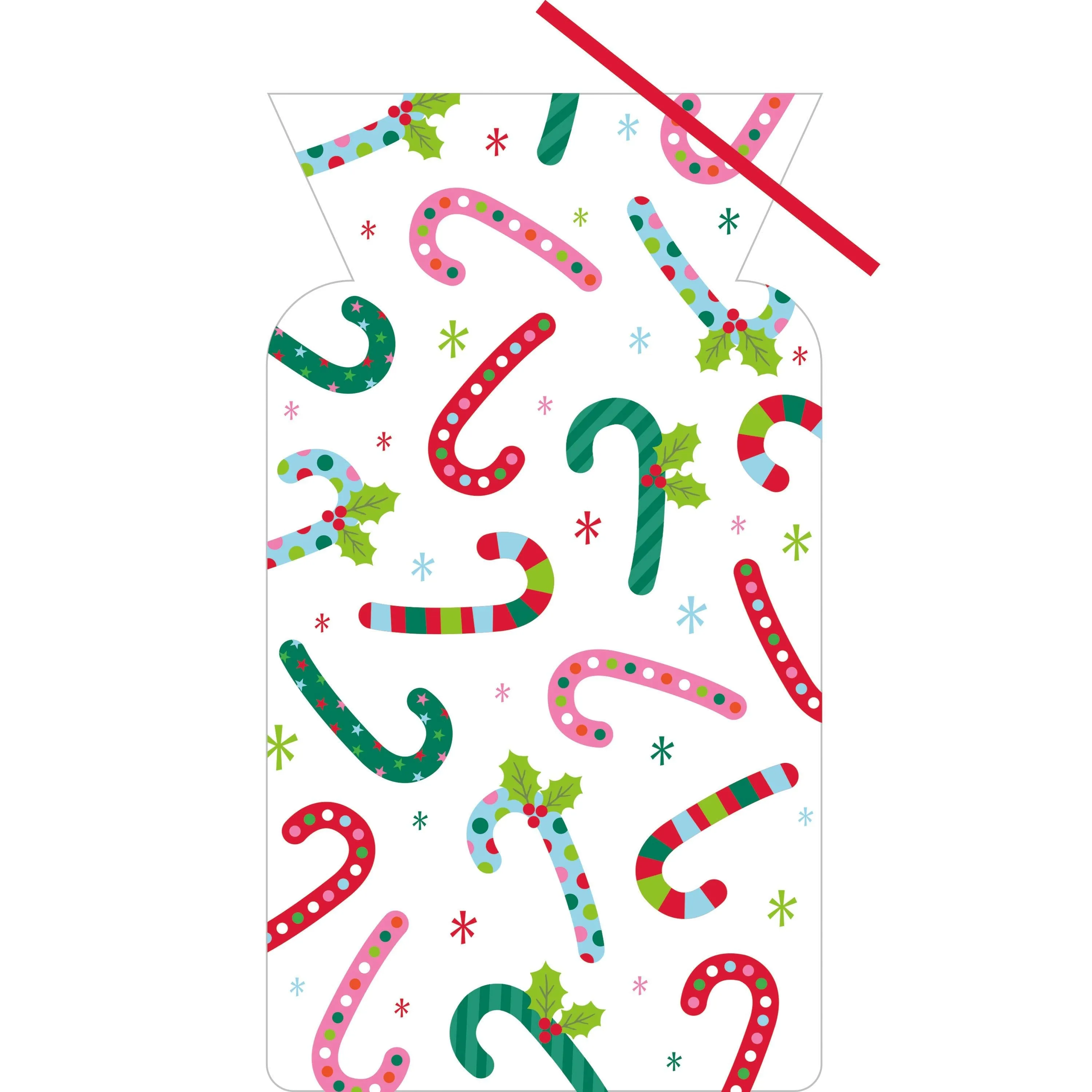 Bulk Christmas Candy Canes Shaped Cello Bag (240 per Case)