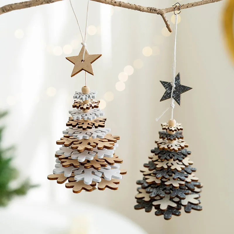 Bulk Wooden Pendant Wall Hanging Ornament Christmas Tree New Year Party Decorations Wholesale