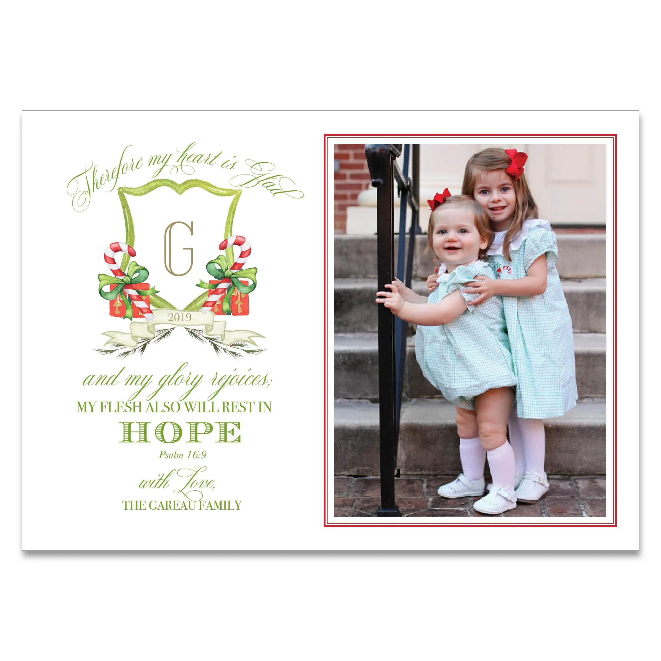 Candy Cane Monogram Holiday Card