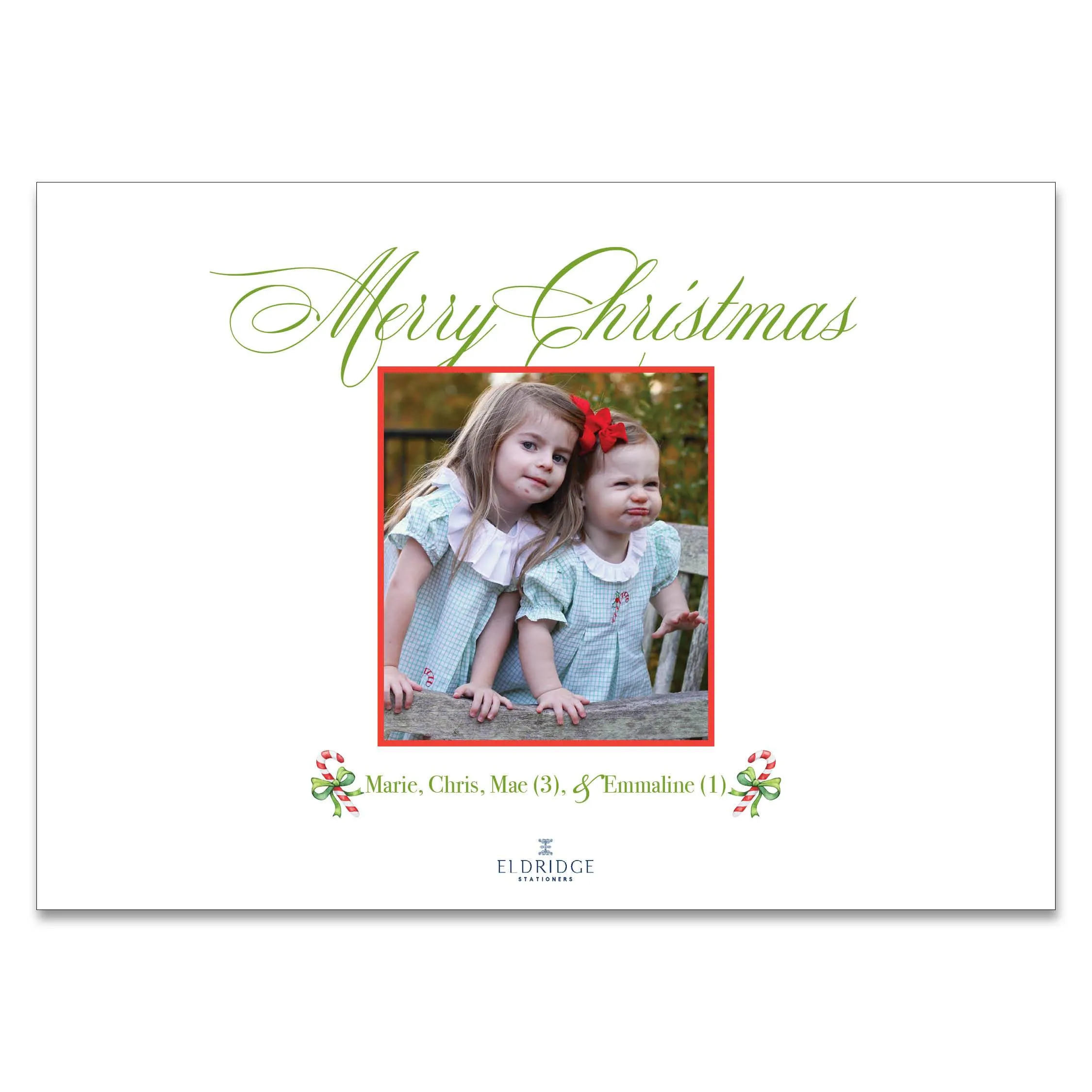 Candy Cane Monogram Holiday Card