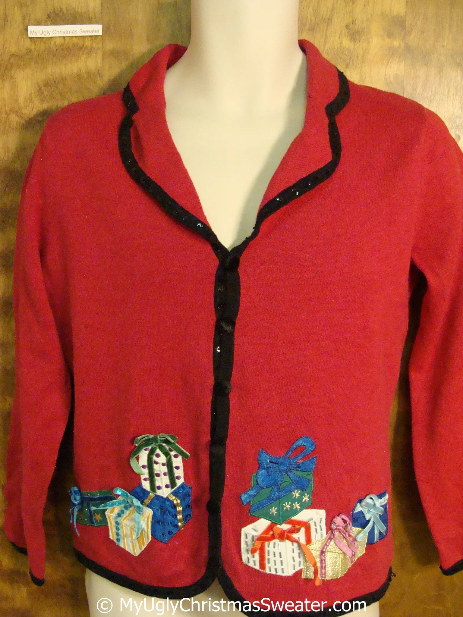 Cheap Red Ugly Christmas Sweater with Gifts