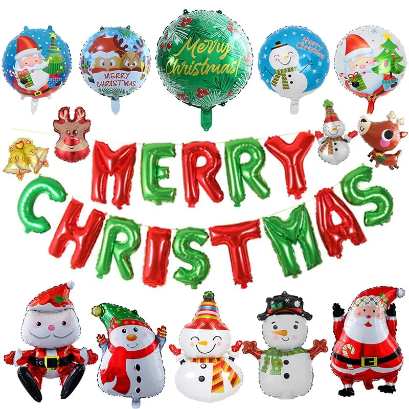 Christmas Balloons New Year Kids Toy Santa Claus Xmas Tree Foil Balloon Home Decor Inflatable Balls Party Decoration Supplies