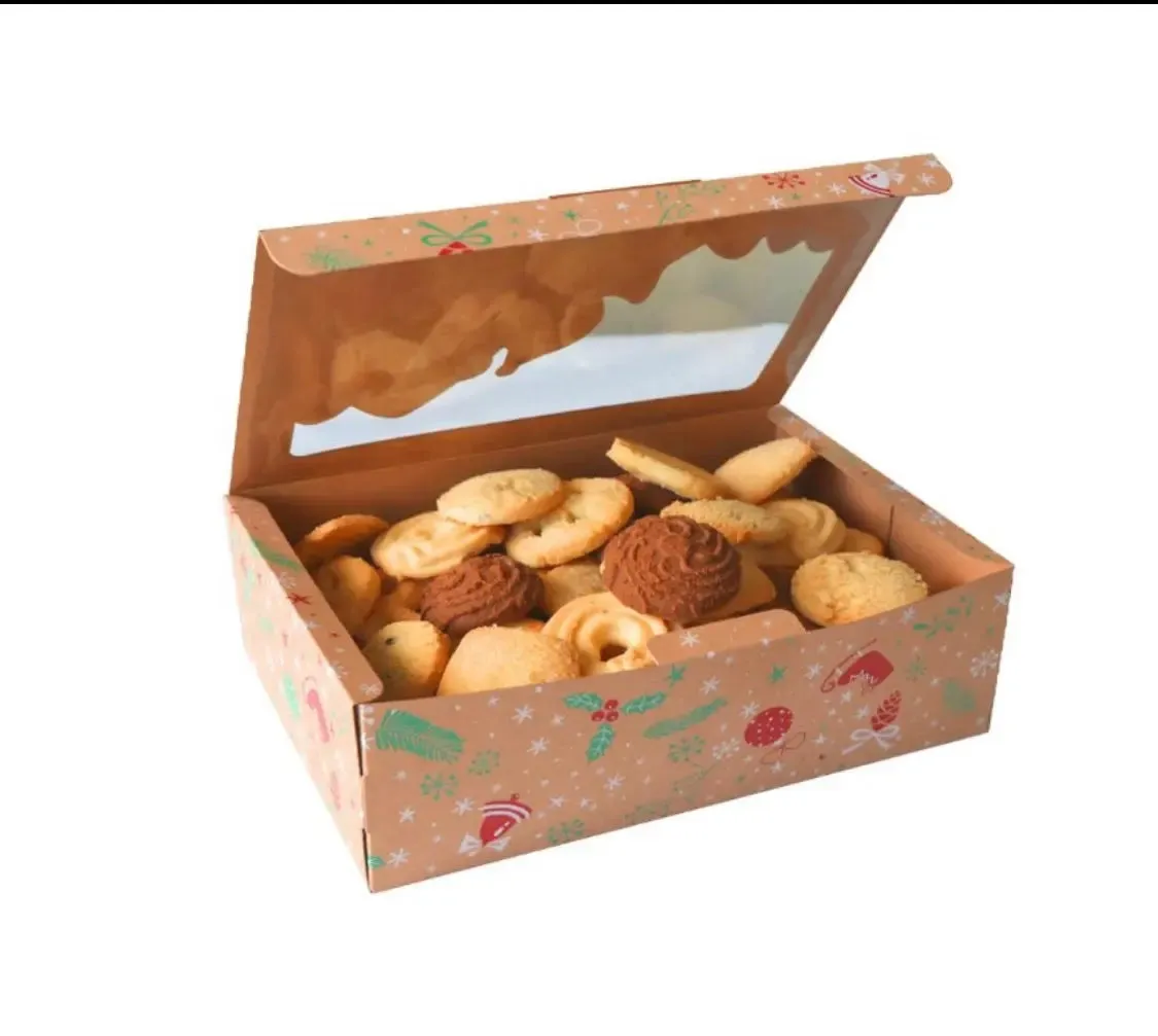 Christmas cup Cake Muffin Cookie Cake Box with tags x 1pc (Gingerbread design)