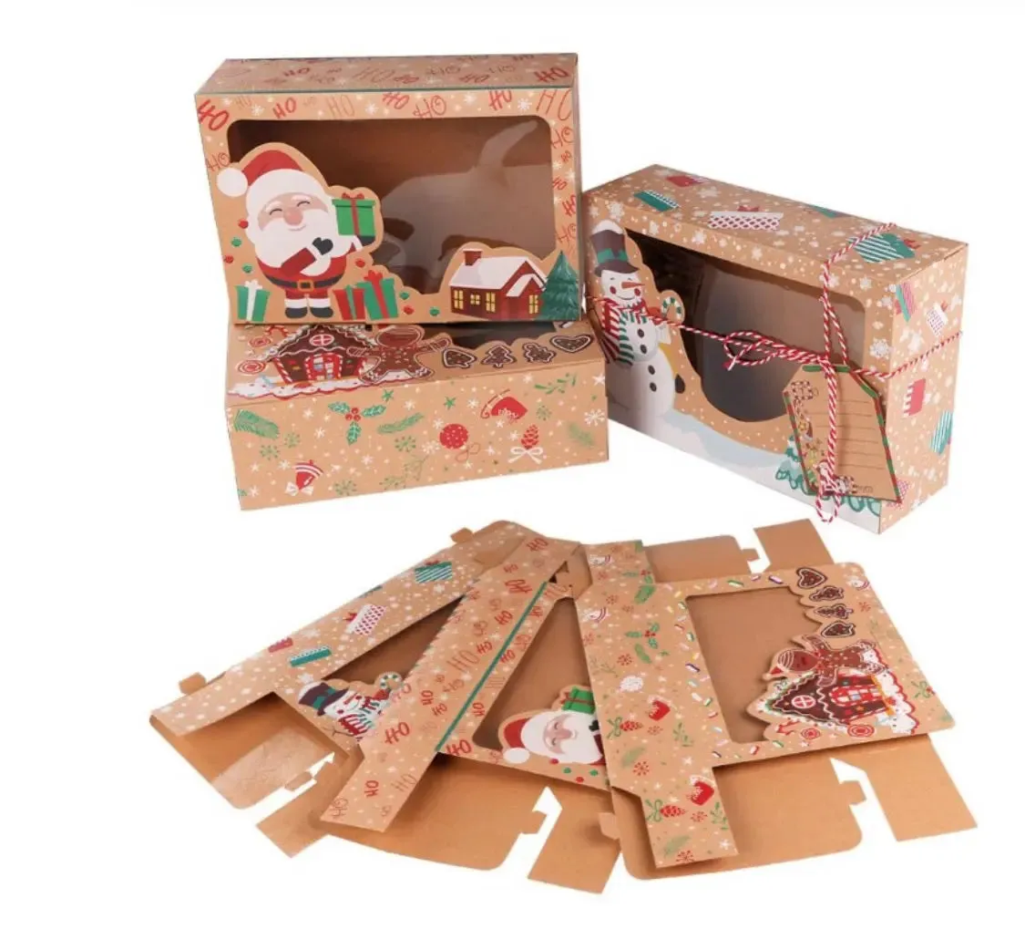 Christmas cup Cake Muffin Cookie Cake Box with tags x 1pc (Gingerbread design)