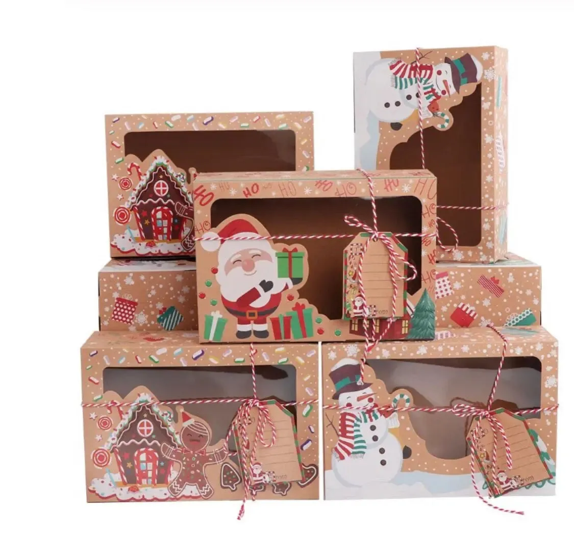 Christmas cup Cake Muffin Cookie Cake Box with tags x 1pc (Gingerbread design)