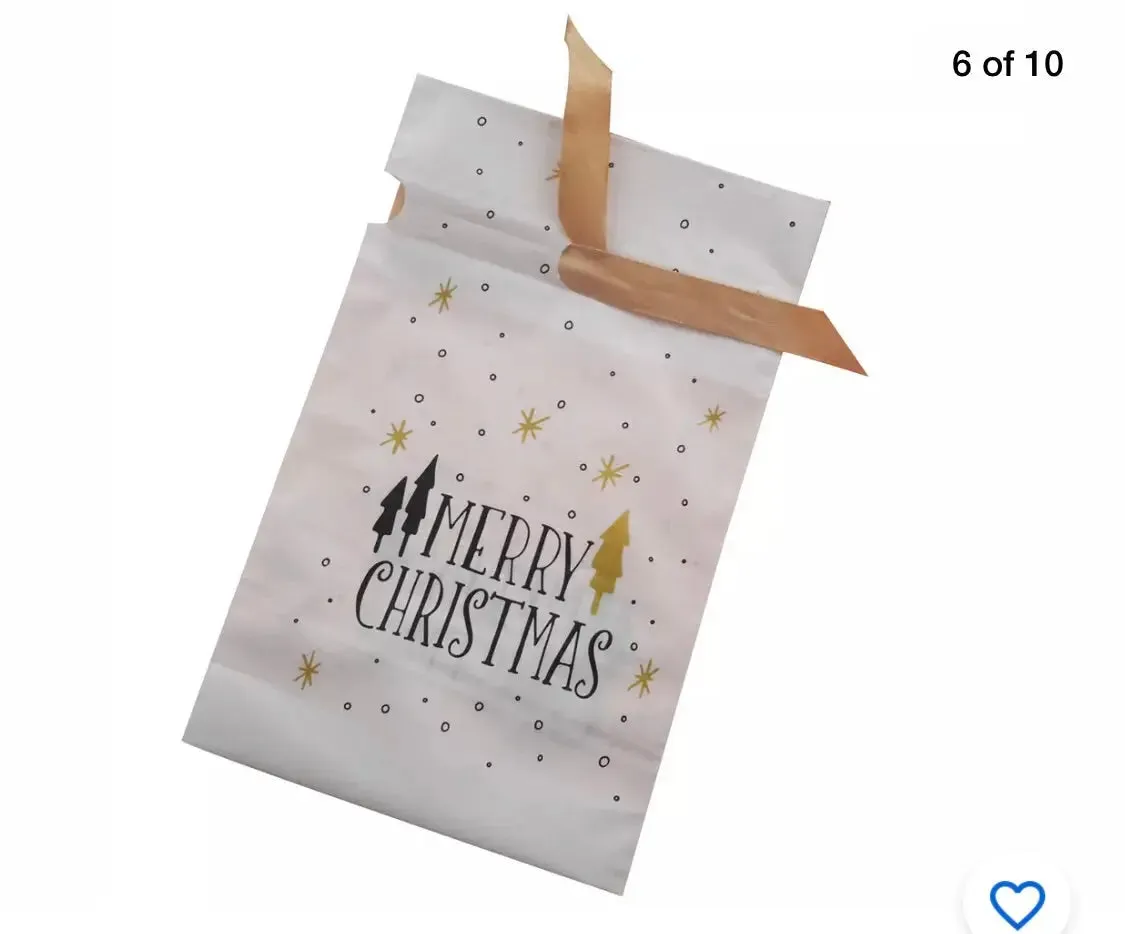 Christmas Gift Bag Drawstring Bakery cookie / candy  Bags