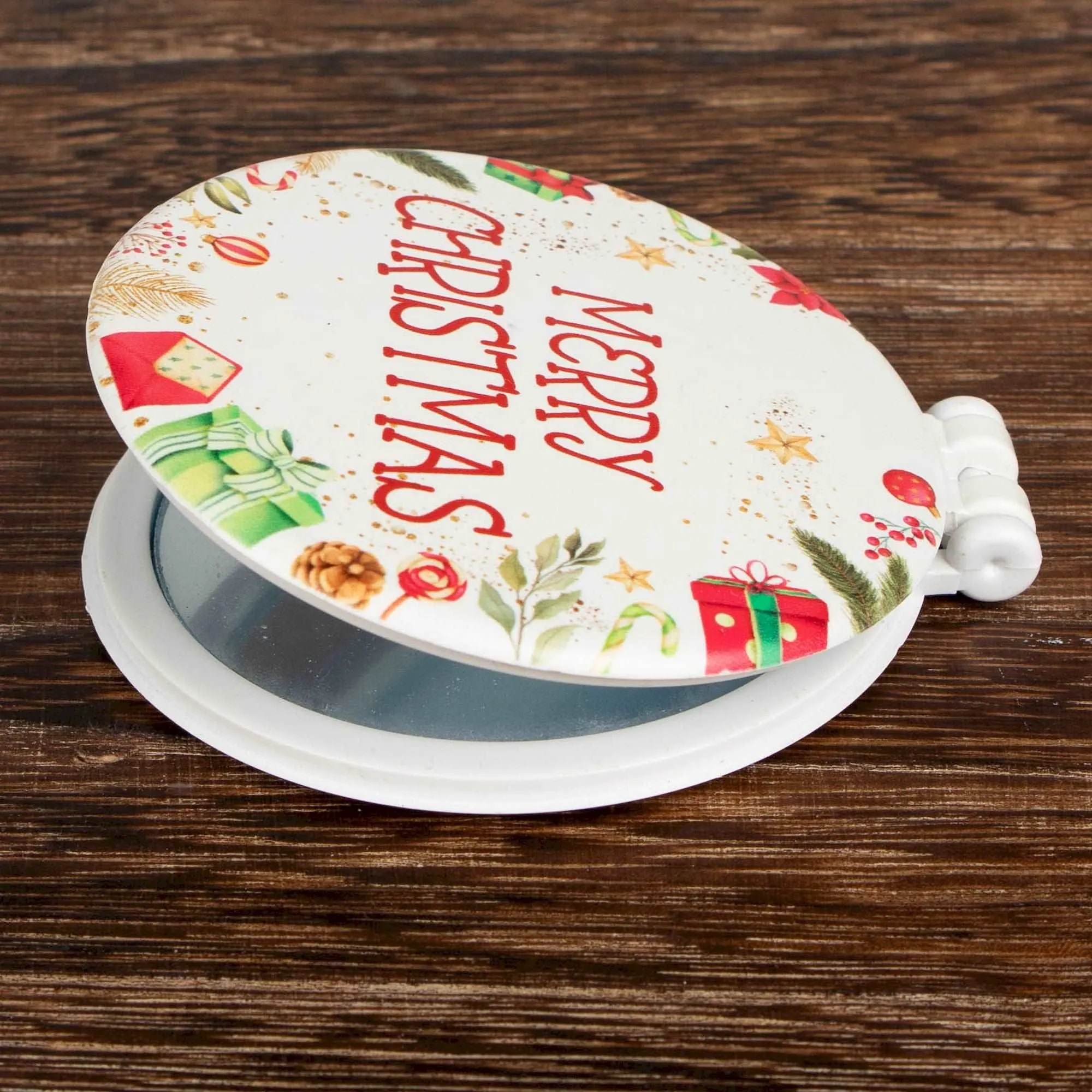 Christmas Gift Laser Engraved Personalized Compact Mirror Happy Holiday Favors