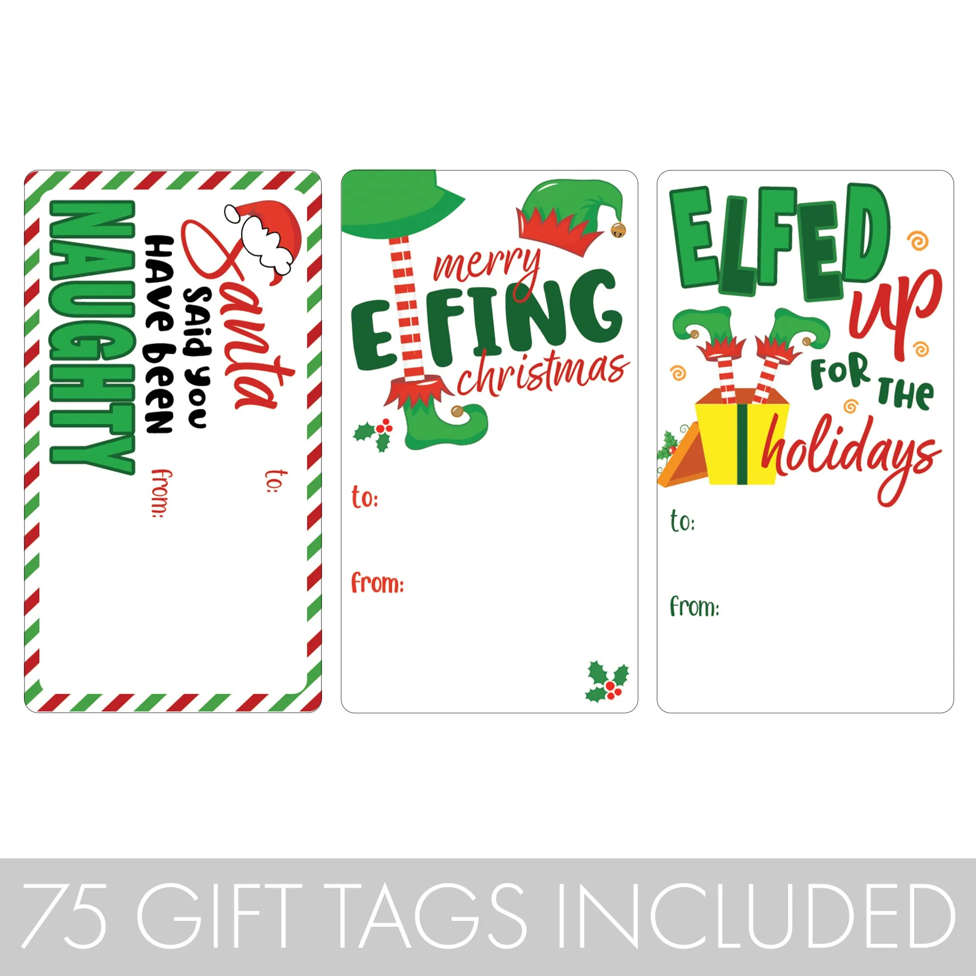 Christmas Gift Tag Stickers: Adult - Funny Elves - 75 Stickers