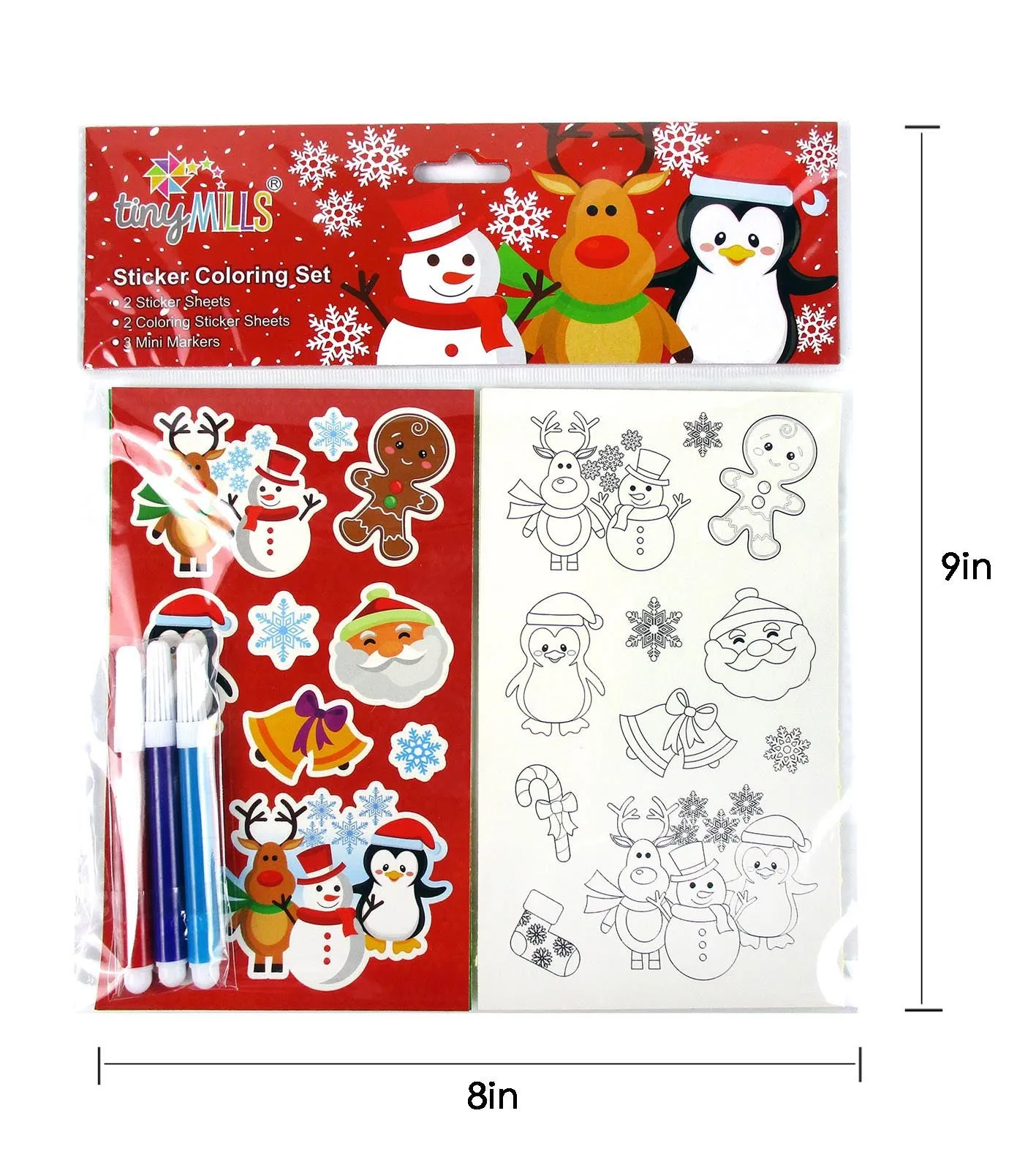 Christmas Holidays Color-in Sticker Set with Markers