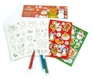 Christmas Holidays Color-in Sticker Set with Markers