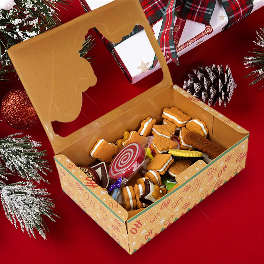 Christmas Kraft Paper Cookie Box Food Packaging Bags