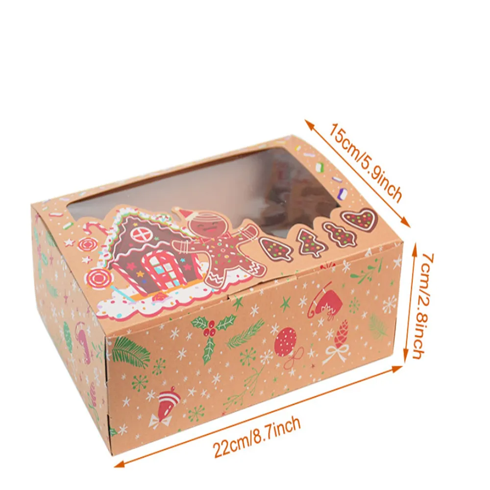 Christmas Kraft Paper Cookie Box Food Packaging Bags