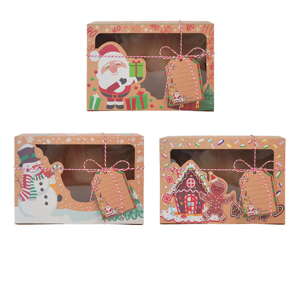 Christmas Kraft Paper Cookie Box Food Packaging Bags