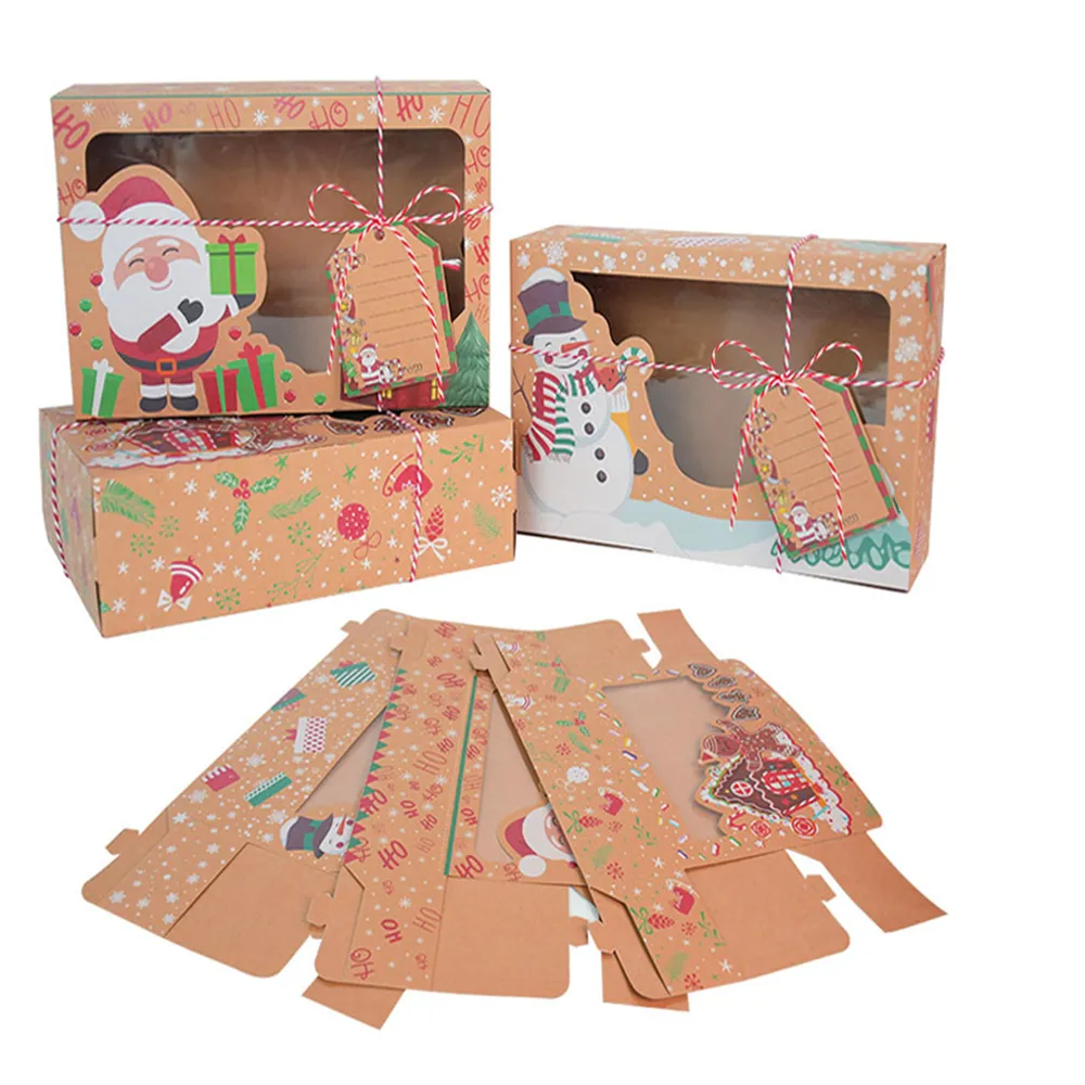 Christmas Kraft Paper Cookie Box Food Packaging Bags