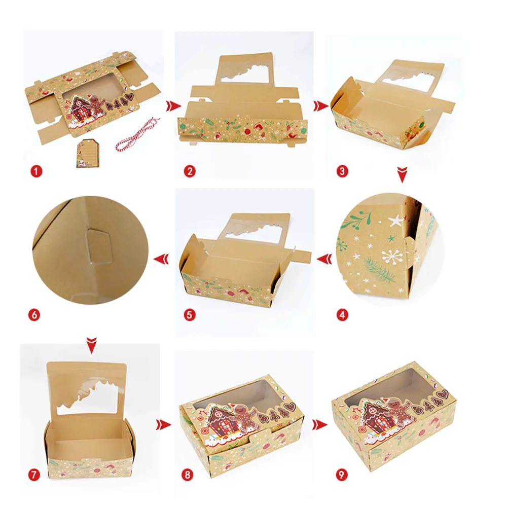 Christmas Kraft Paper Cookie Box Food Packaging Bags