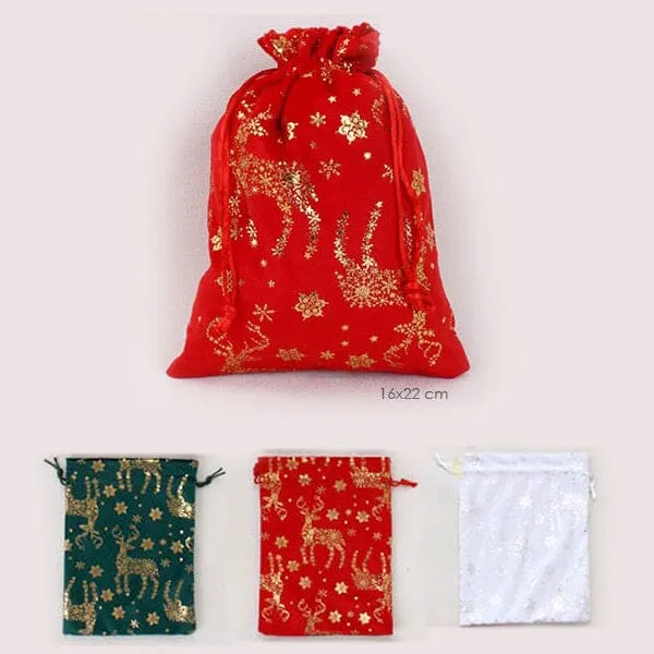 Christmas Metallic Drawstring Gift Bag 2344 (12 units)