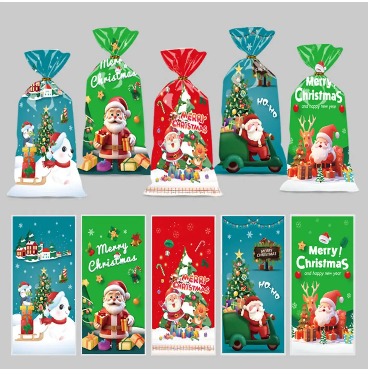 Christmas plastic cellophane cookie Bags