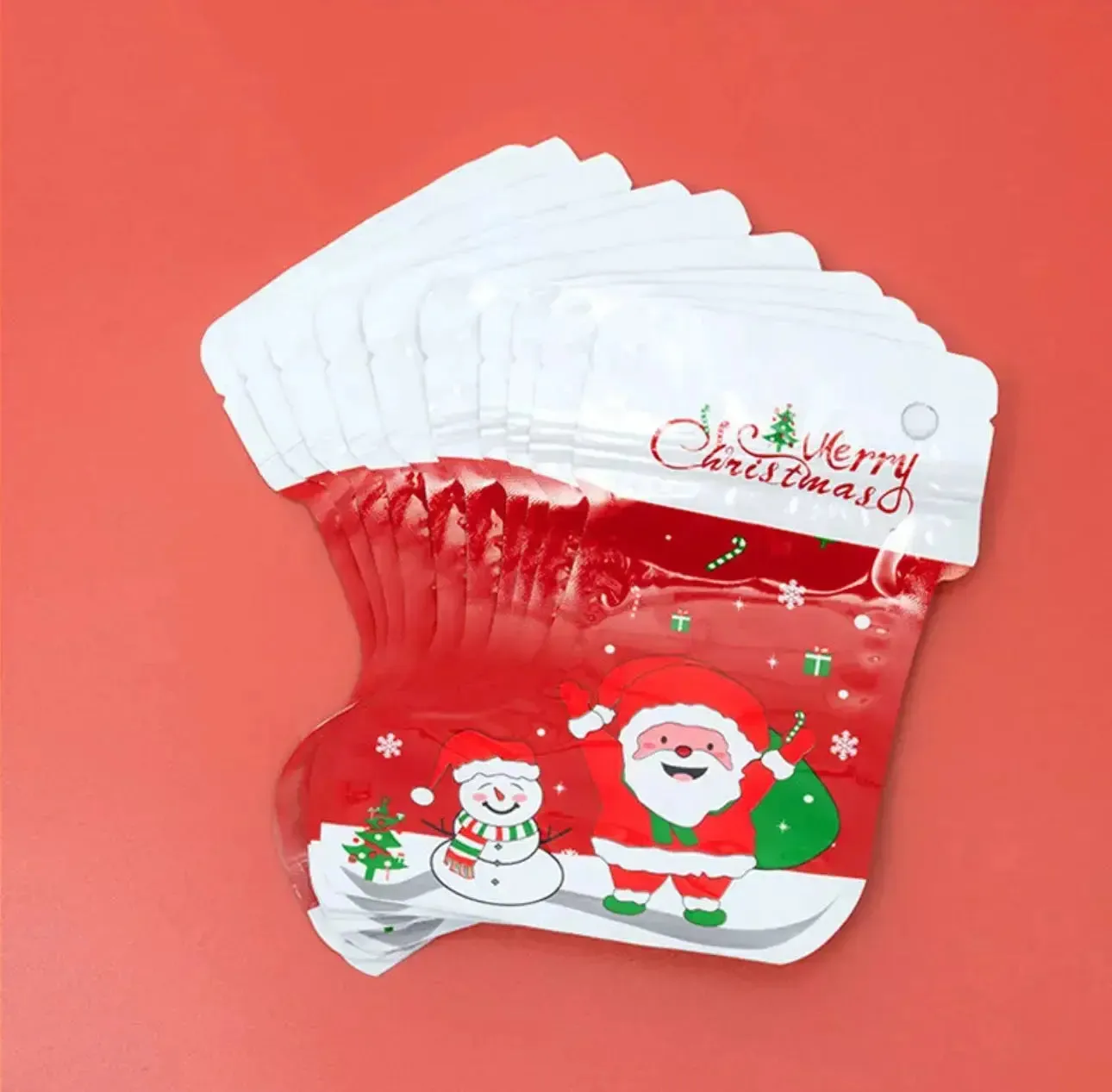 Christmas plastic stocking candy /cookie Bags