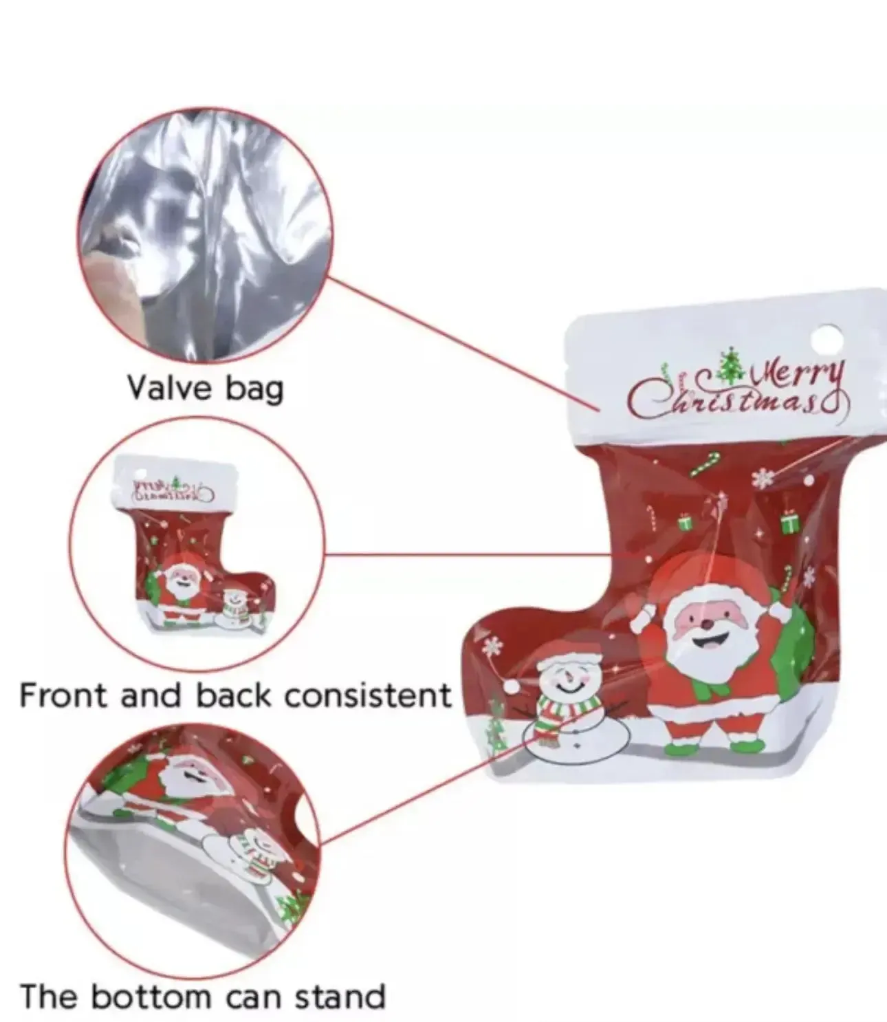 Christmas plastic stocking candy /cookie Bags