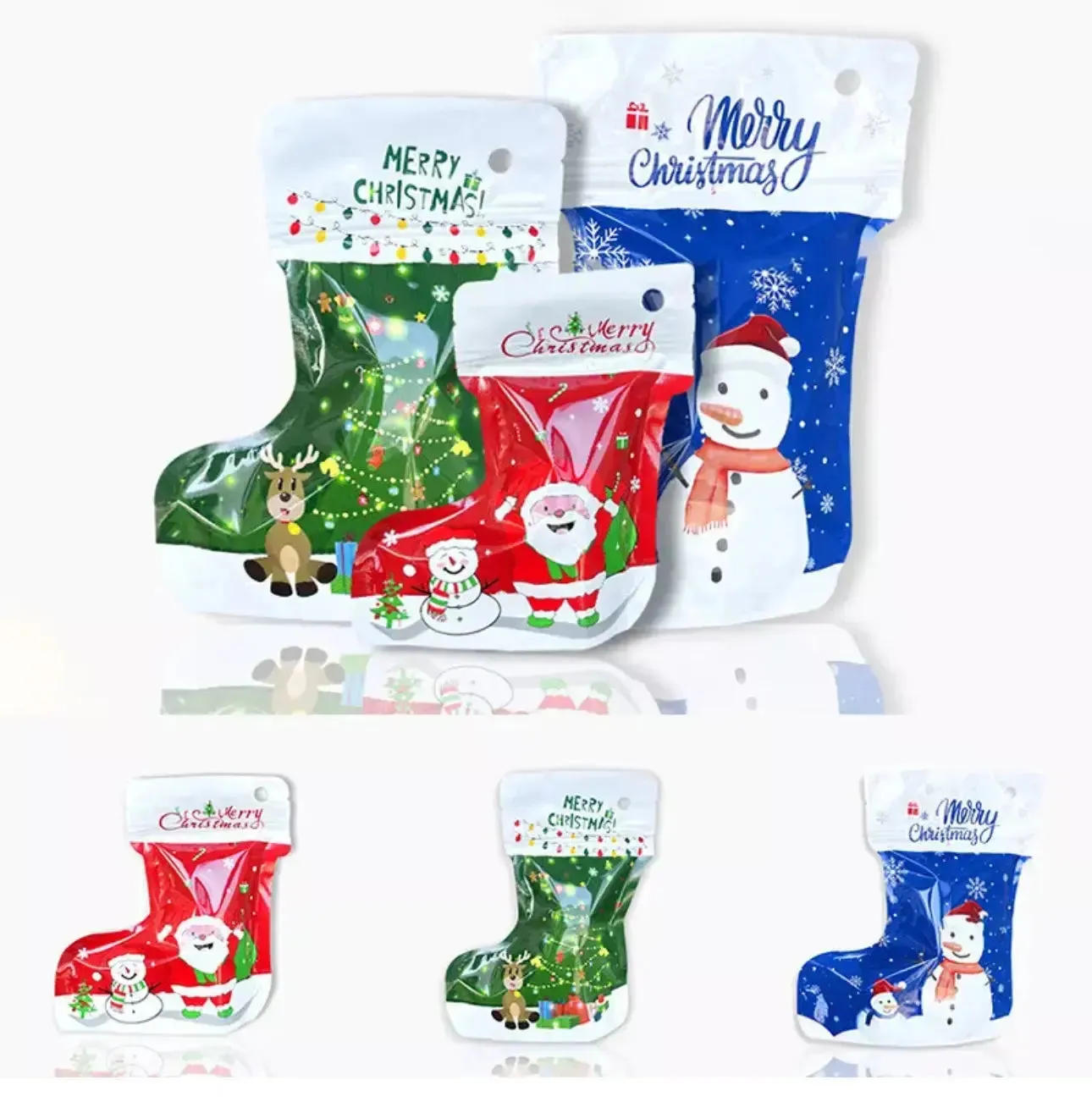 Christmas plastic stocking candy /cookie Bags