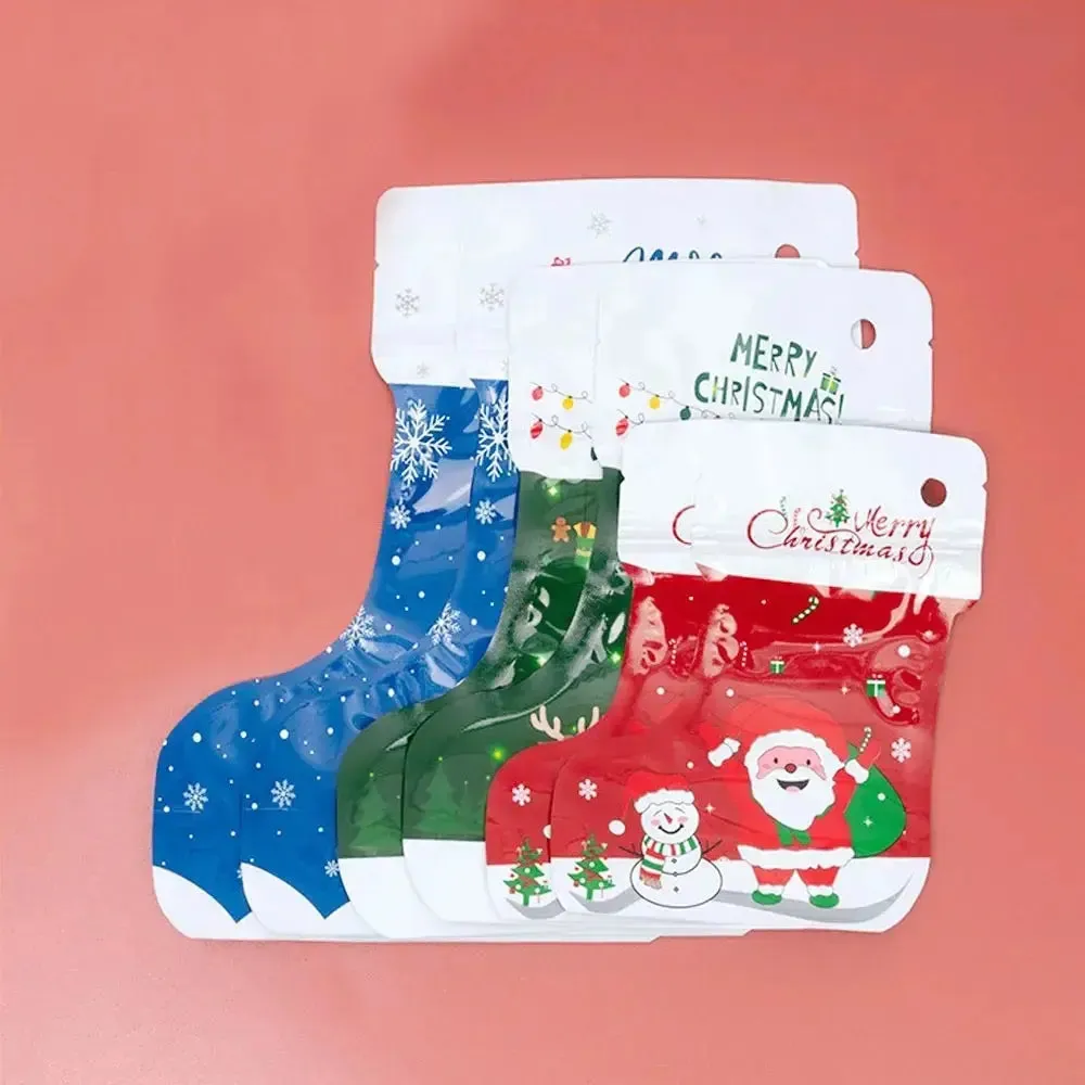 Christmas plastic stocking candy /cookie Bags