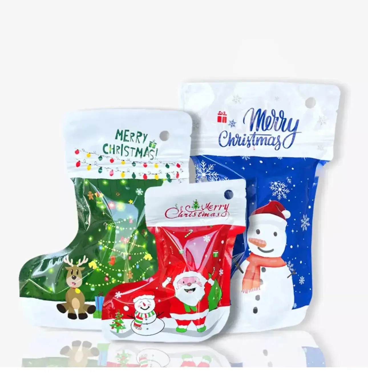 Christmas plastic stocking candy /cookie Bags