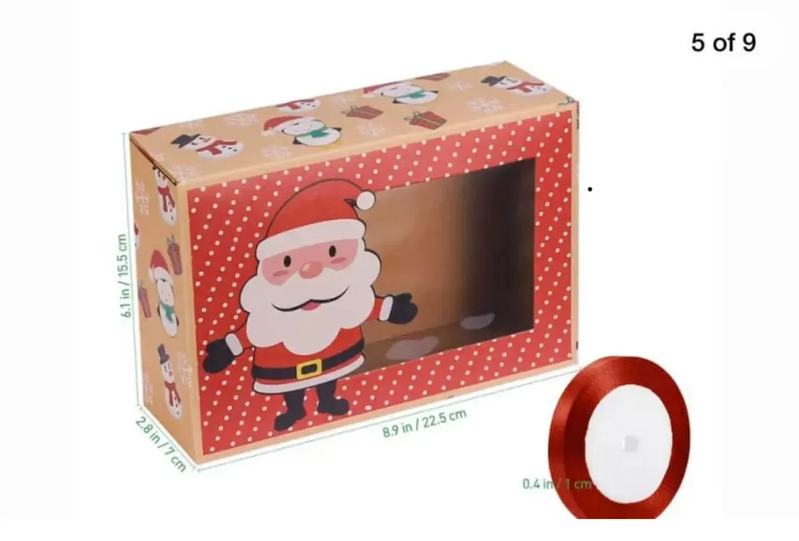 Christmas Red  Cookie Gift Bakery Box x 12 pcs