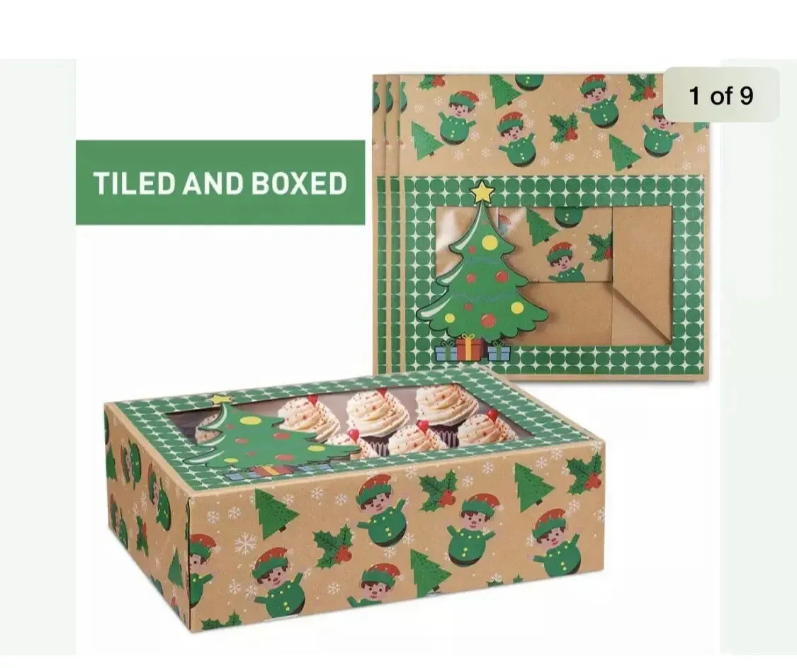 Christmas Red  Cookie Gift Bakery Box x 12 pcs