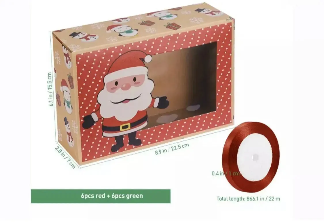 Christmas Red  Cookie Gift Bakery Box x 12 pcs