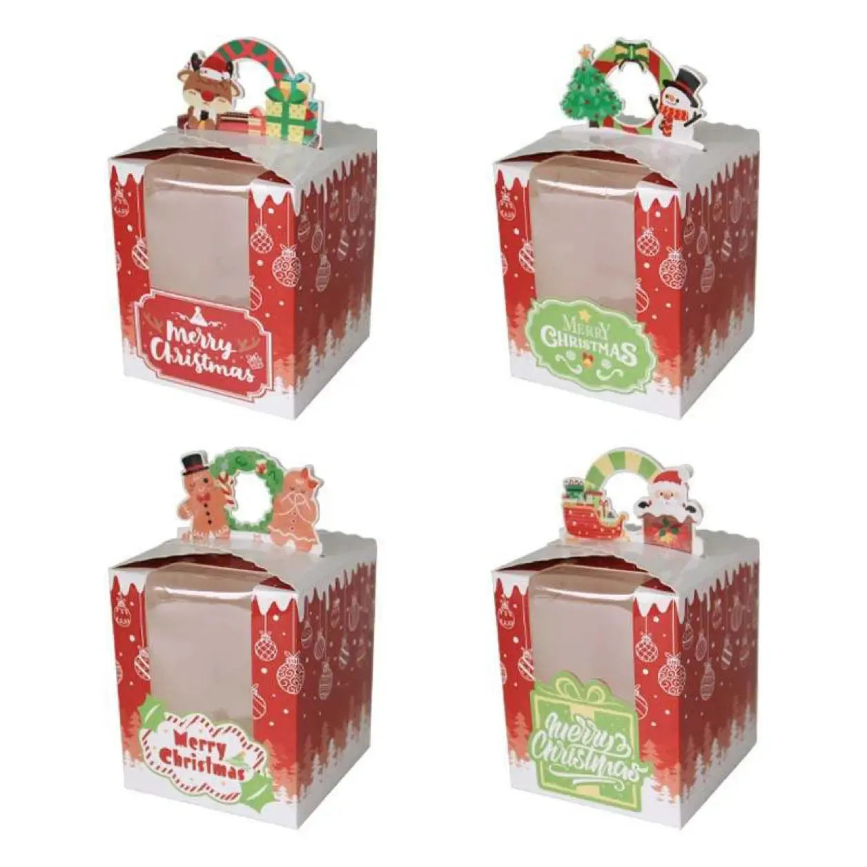 Christmas Red with clear window cookie Box x 12 pcs