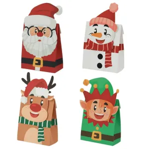 Christmas Santa Elf Snowman Reindeer design cookie box x 12 pcs