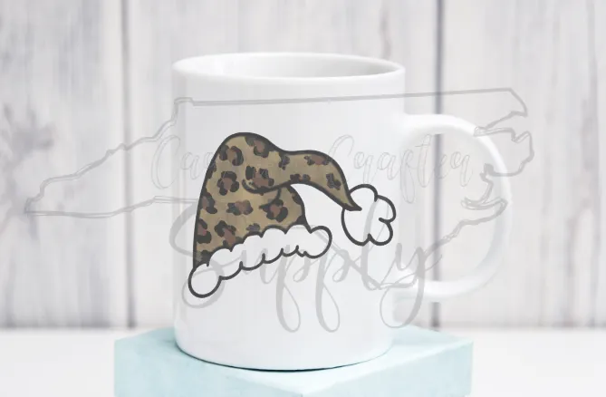 Christmas Sublimation Design -Animal Print Santa Hat Christmas PNG Christmas Shirt Design Christmas Mug Design Christmas Shirt