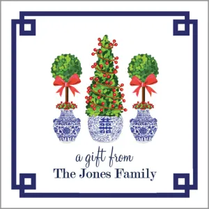 Christmas Topiary Trees Gift Sticker | Set of 24