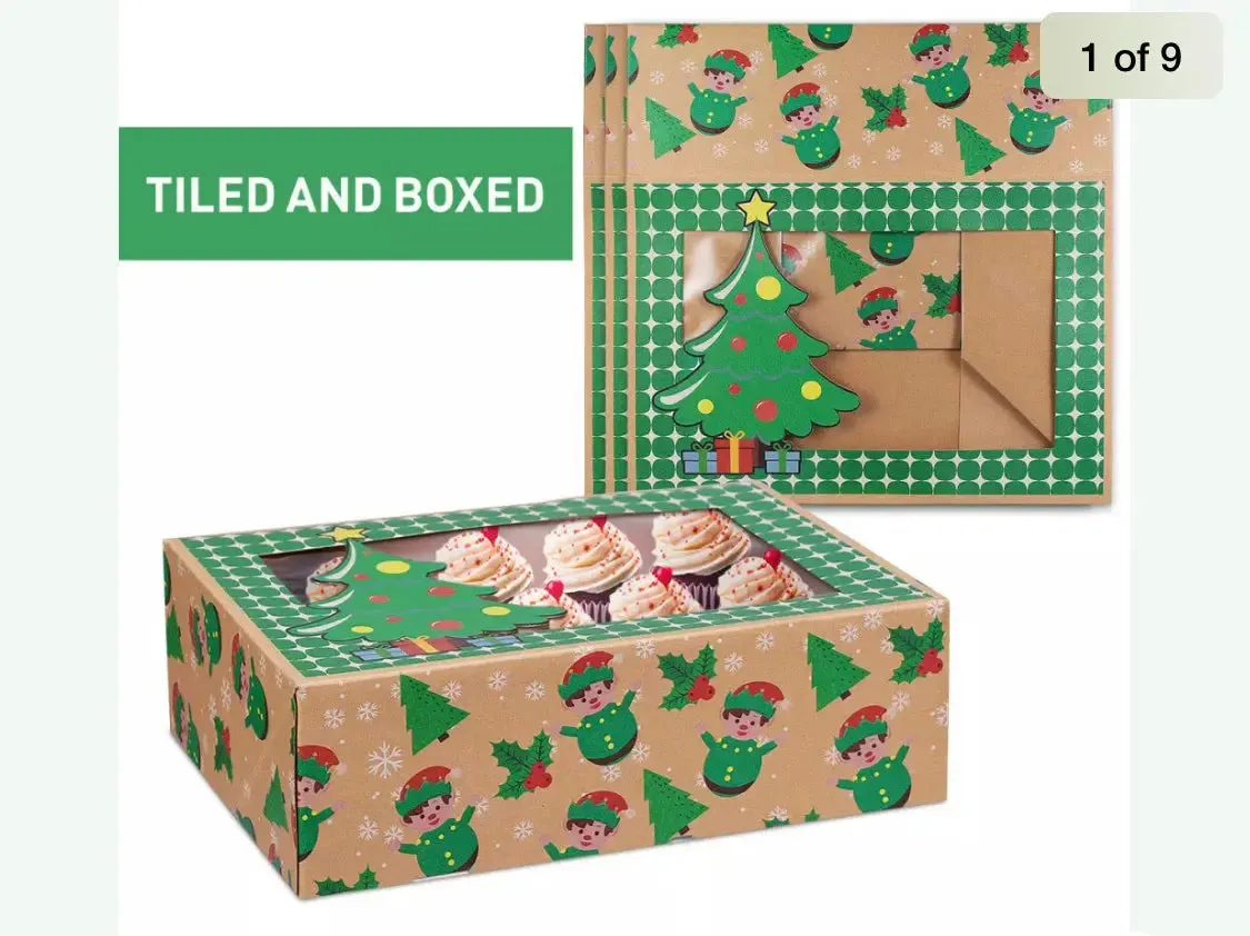 Christmas Tree Green Cookie Gift Box x12 pcs