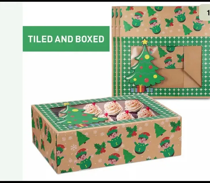 Christmas Tree Green Cookie Gift Box x12 pcs