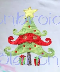 Christmas Tree Raggy Embroidery Design